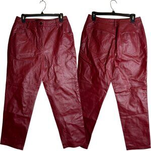 Vintage 100% Leather Straight Leg Pants Women's 10 Petite Red Retro Festival